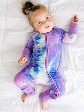 Little Sleepies Purple Watercolor Zippy, Size 2T